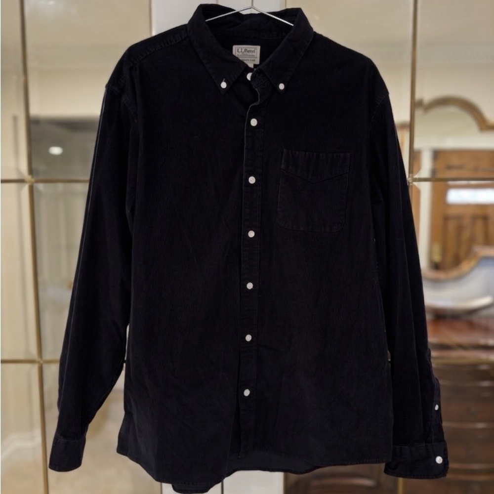 L.L. Bean Men’s Black Corduroy Button-Down Shirt